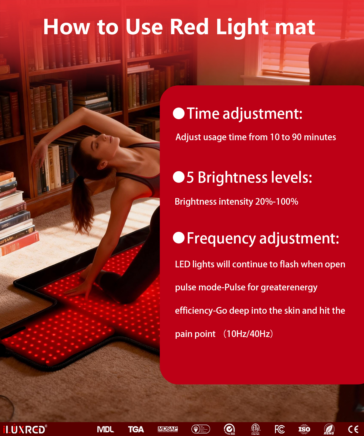 iLUXRED Red Light Therapy Belt Weight Loss Waist Wrap Infrared LED Body Slimming Heating Massage Red Light Belt For Home Use 9