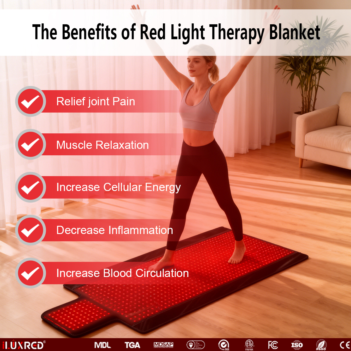 iLUXRED Red Light Therapy Belt Weight Loss Waist Wrap Infrared LED Body Slimming Heating Massage Red Light Belt For Home Use 3