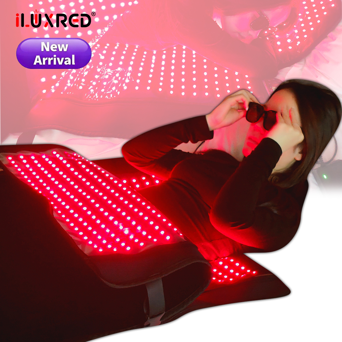 Manta de terapia de luz roja pulsada iLUXRM-2576 para cuerpo completo, 10 Hz, 40 Hz, alivio del dolor, 660 nm, 850 nm, LED, bolsa de dormir con terapia de luz roja 2