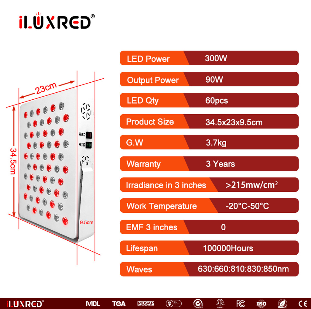 iLUXRED OEM/ODM 60leds 300W Infared Device Music Relaxed Red Light Therapy Panel Infrared Led Full Body Device For Skin Body Care 3