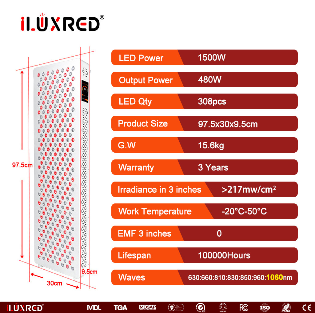 iLUXRED XPro 1500 Touch Screen Light Therapy Panel Red Light Therapy Panel With Remote Controller for Home Use Including Wall Bracket 7