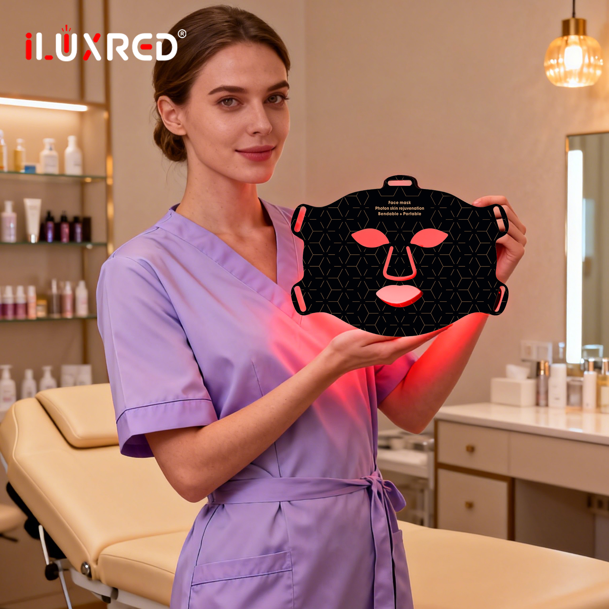 Mascarilla ILUXRED Mask-01 Nueva NIR 240 LED 660nm 850nm Limpieza profunda Belleza Antienvejecimiento Cuidado facial Terapia de luz roja Mascarilla facial LED con control remoto 2