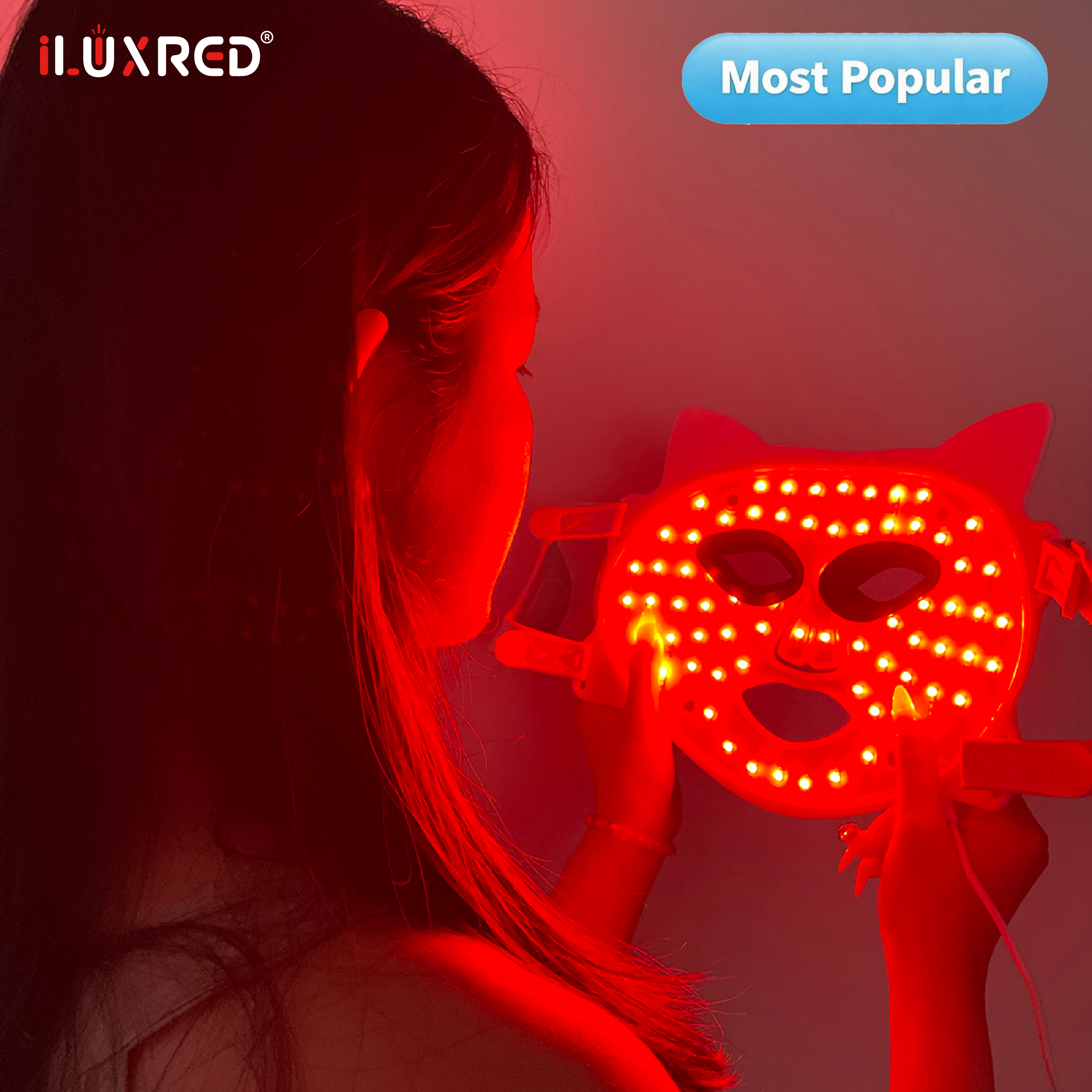 Masque de luminothérapie LED rouge haute puissance en silicone de qualité médicale ILUXRED - Soin professionnel de la peau pour lutter contre le vieillissement et raviver l'éclat 2