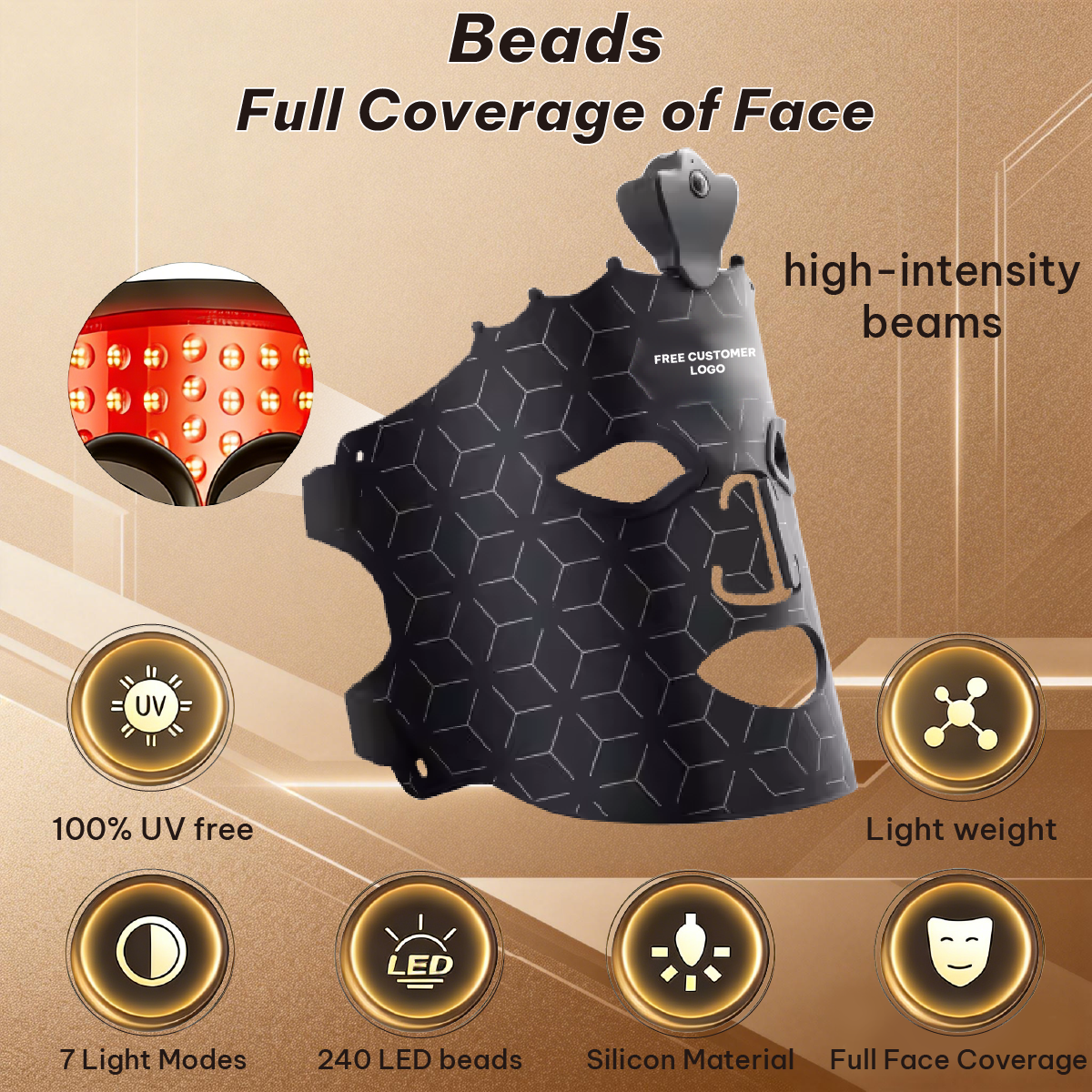 ILUXRED FDA Cleared Mask04 Silicone Red Light Therapy Mask Manufacturer 5