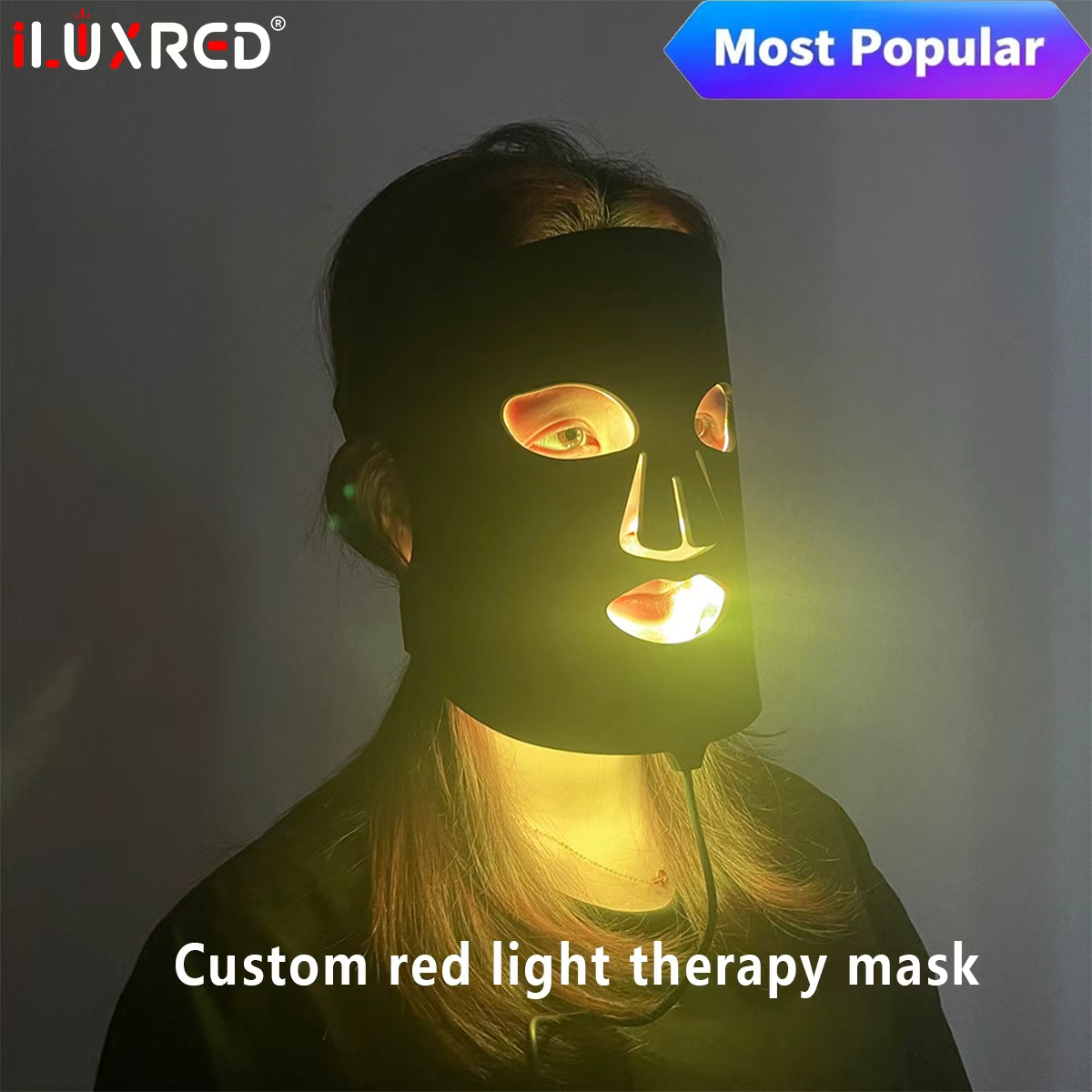 ILUXRED Rotlichttherapie-Maske für den gewerblichen Gebrauch, Silikon-Infrarot-Rotlichttherapie-Schönheitsmaske