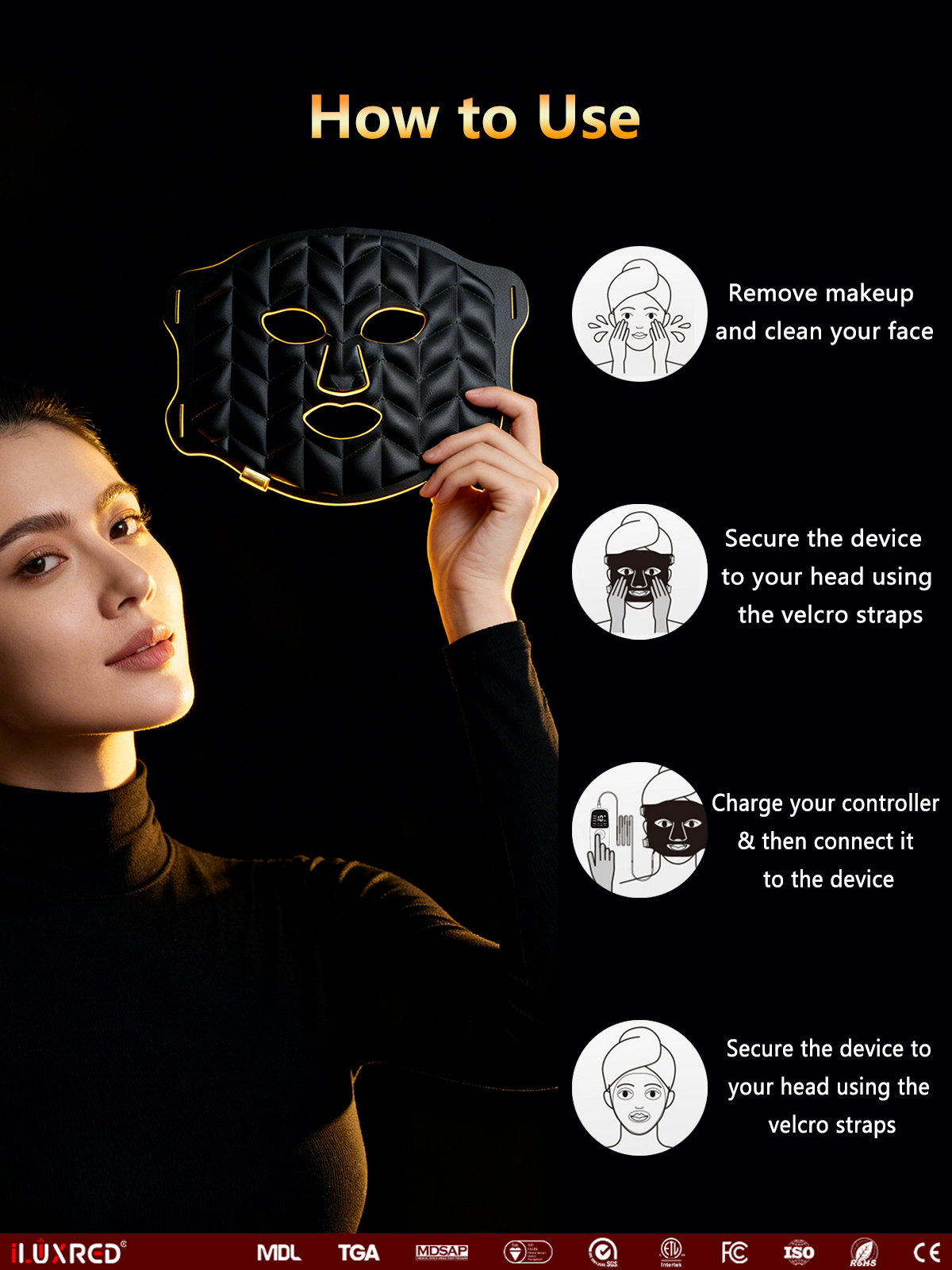 iLUXRED Red Light Therapy Mask Manufacturer - 7 Color LED Silicone MASK-07 Red Light Therapy Face Mask 11