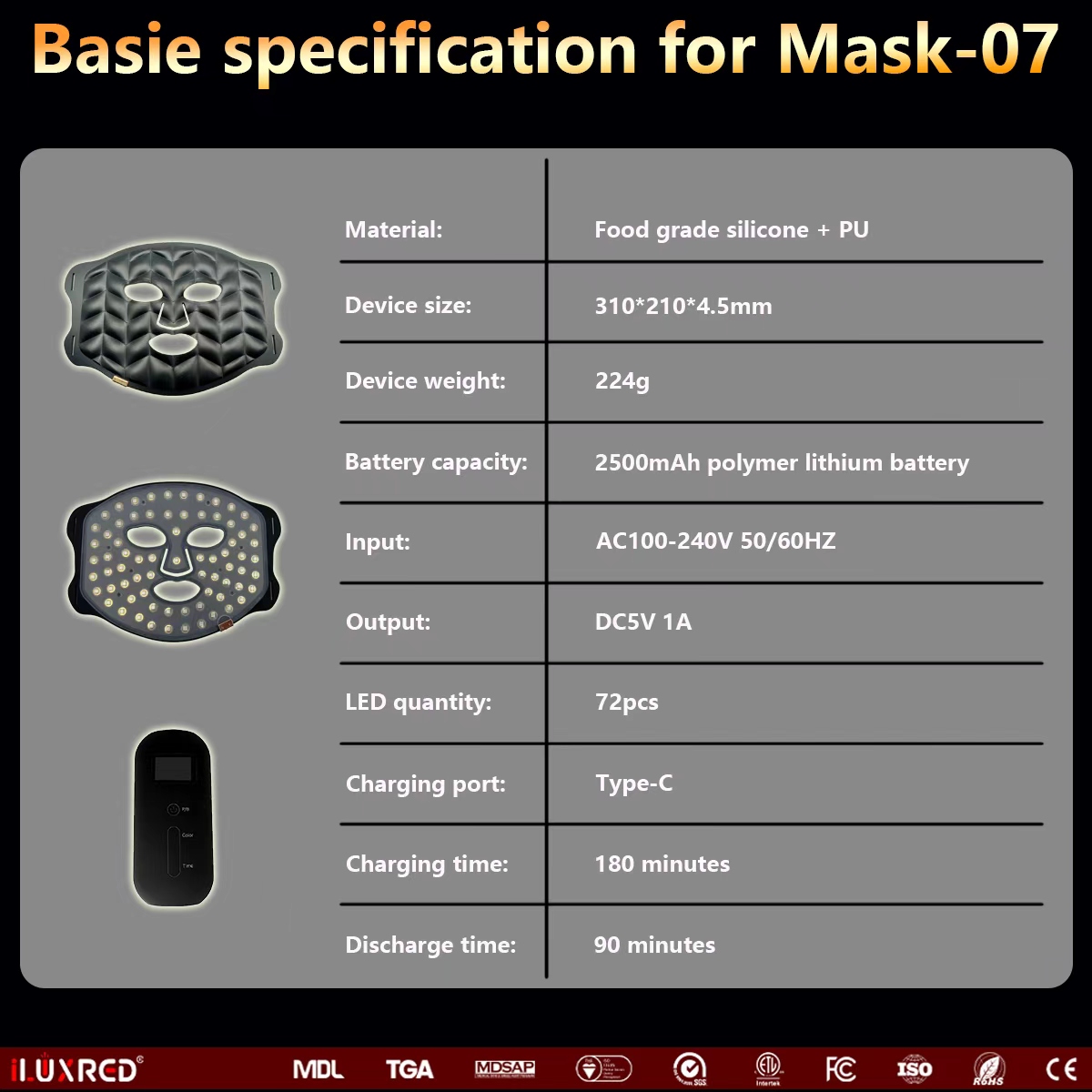 iLUXRED Red Light Therapy Mask Manufacturer - 7 Color LED Silicone MASK-07 Red Light Therapy Face Mask 6