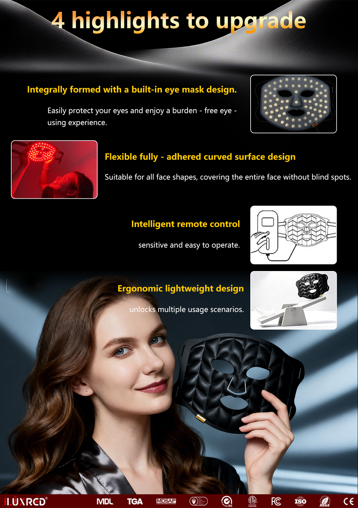 iLUXRED Red Light Therapy Mask Manufacturer - 7 Color LED Silicone MASK-07 Red Light Therapy Face Mask 5