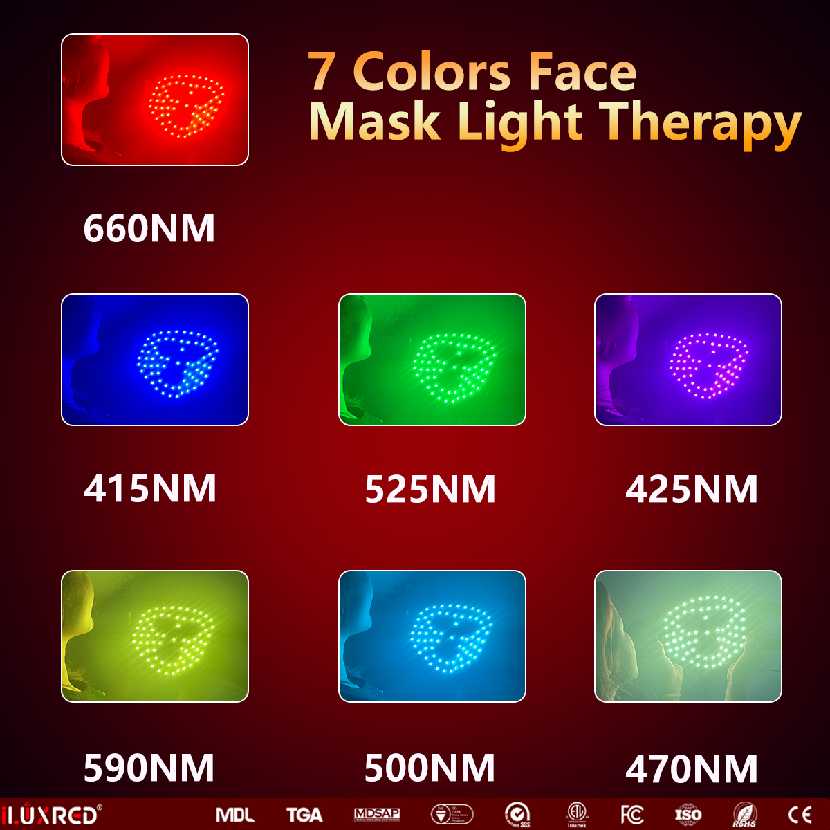 iLUXRED Red Light Therapy Mask Manufacturer - 7 Color LED Silicone MASK-07 Red Light Therapy Face Mask 8