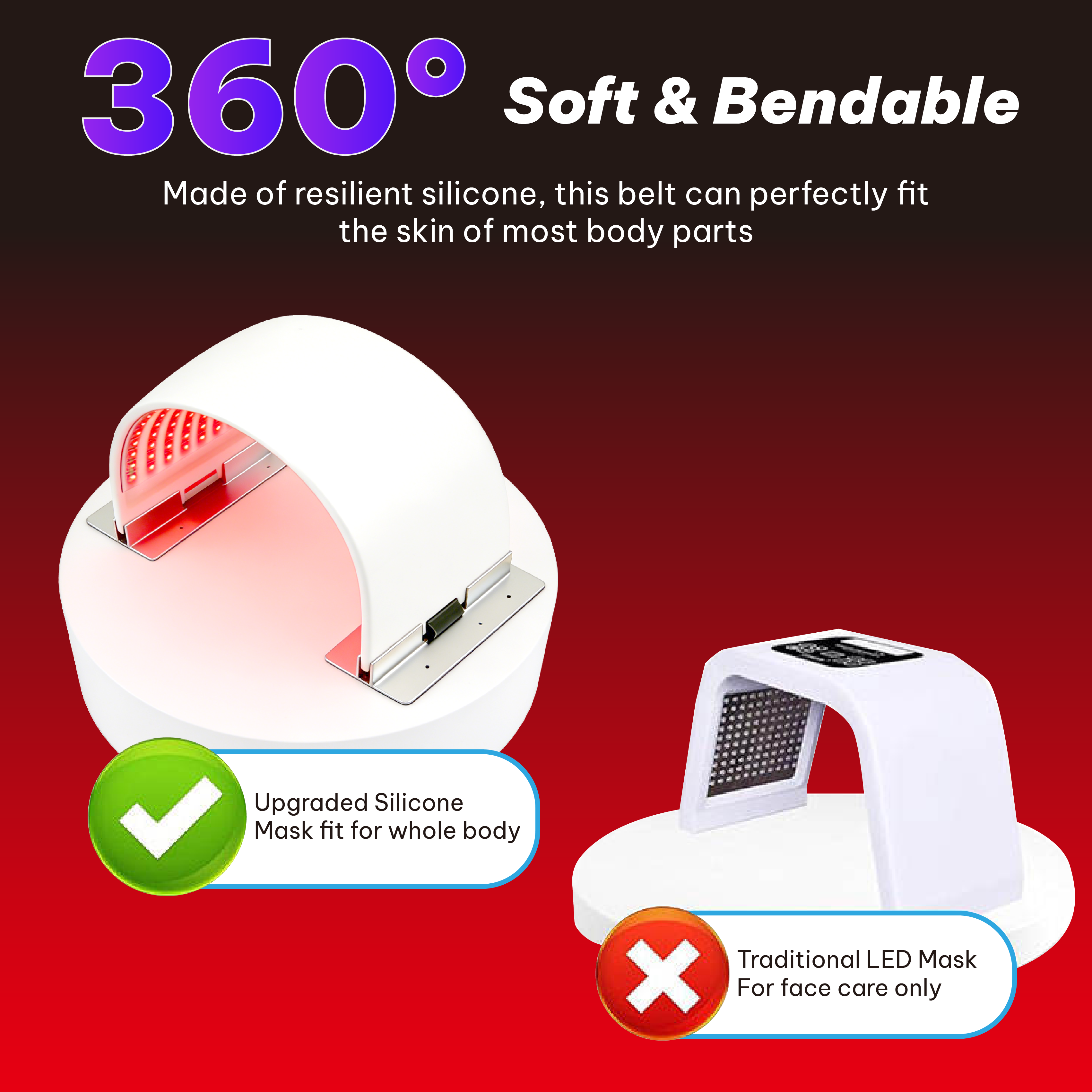 Mascarilla facial de terapia de luz roja iLUXRED - Aprobada por la FDA - Mascarilla de terapia de luz LED de 7 colores 5