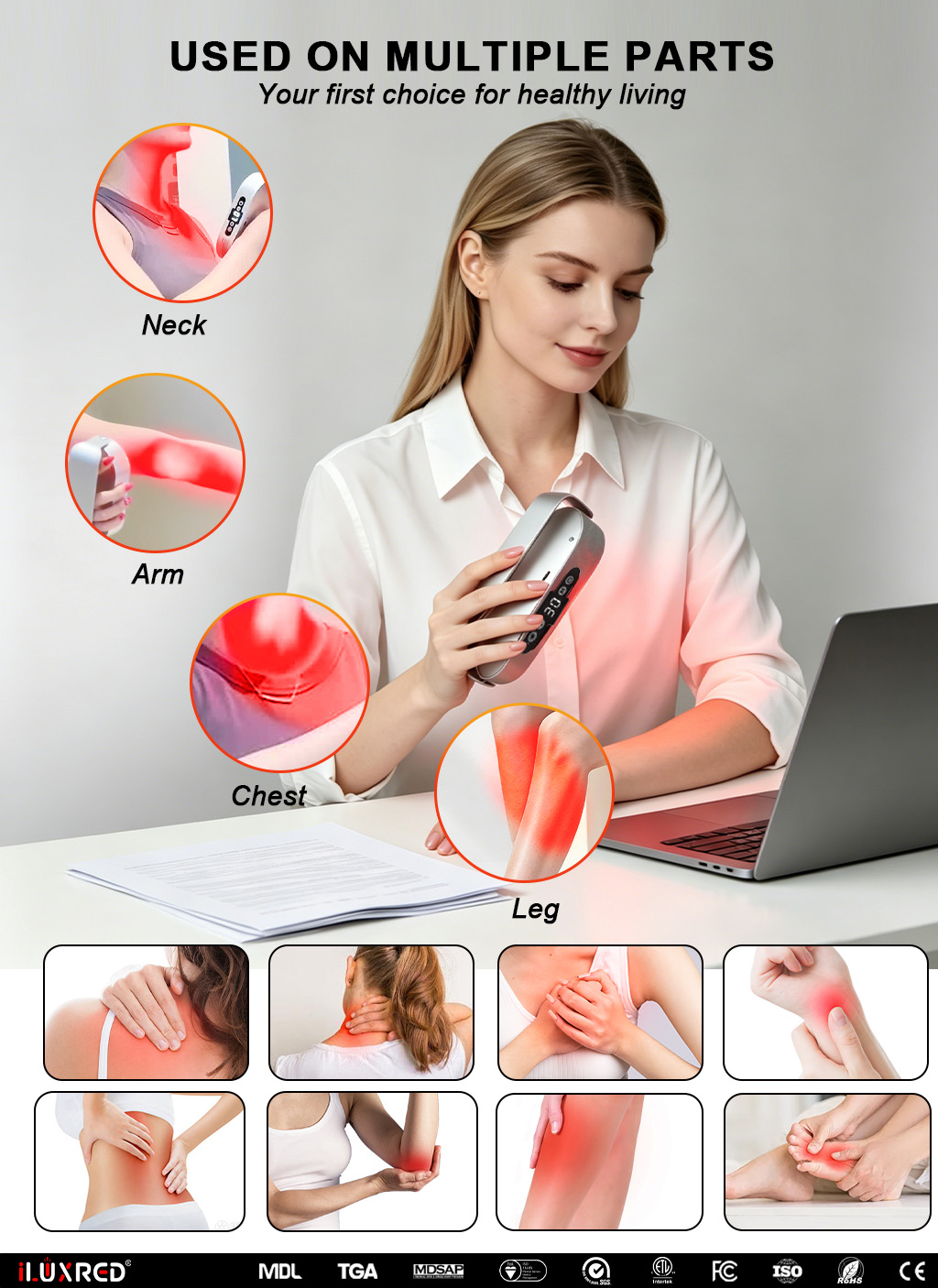 iLUXRED, el mejor panel de terapia de luz roja de grado médico, 660 nm, 850 nm, dispositivo de terapia de luz infrarroja cercana Mini60-4 11