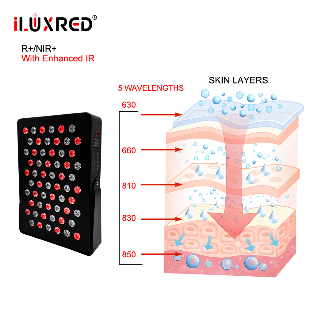 Panel de terapia de luz roja personalizado iLUXRED de 5 longitudes de onda con función de pulso 6