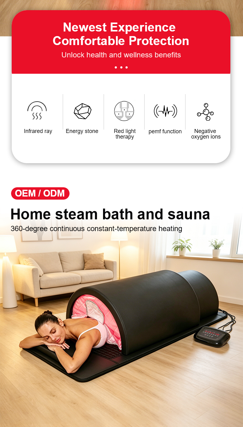 Cúpula de sauna portátil iLUXRED con terapia de luz roja, piedra energética y PEMF. 4