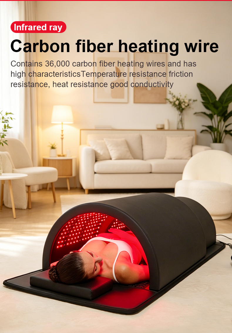 Cúpula de sauna portátil iLUXRED con terapia de luz roja, piedra energética y PEMF. 5