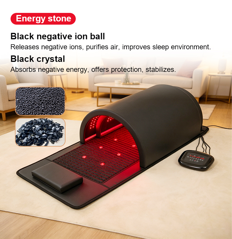 Cúpula de sauna portátil iLUXRED con terapia de luz roja, piedra energética y PEMF. 8