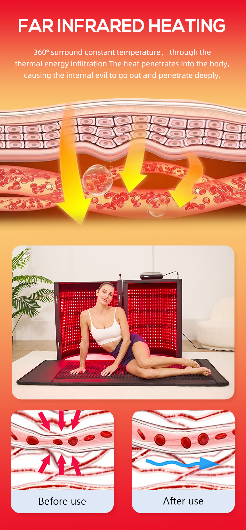 Cúpula de sauna portátil iLUXRED con terapia de luz roja, piedra energética y PEMF. 9