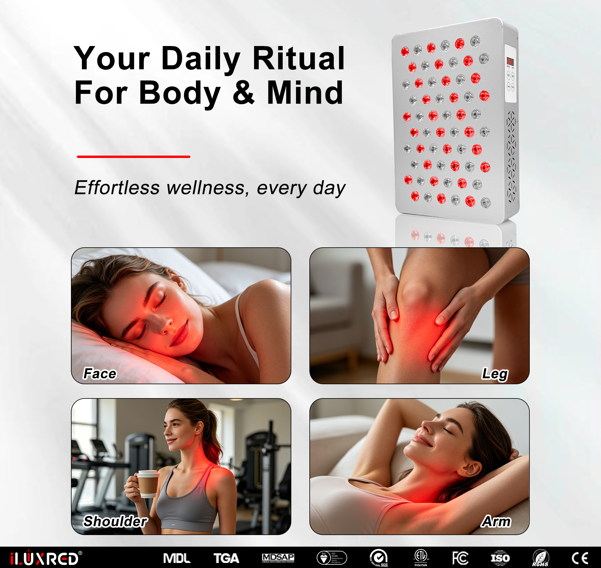iLUXRED 300W 5 Wavelength Red Light Therapy Panel 630nm 660nm 810nm  830nm 850nm 10