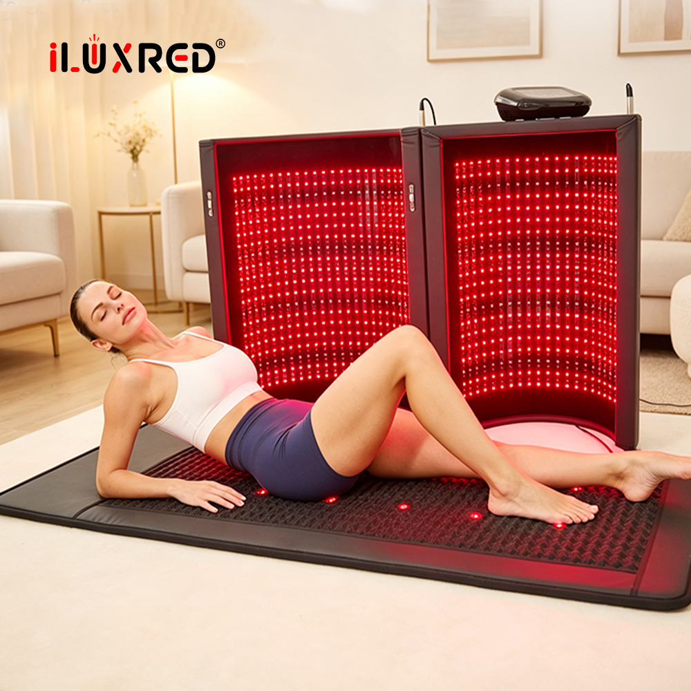 Cúpula de sauna portátil iLUXRED con terapia de luz roja, piedra energética y PEMF.