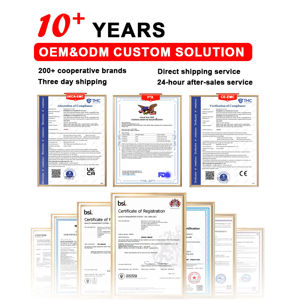Panel de terapia de luz infrarroja cercana (IRL) profesional iLUXRED con pantalla a color de 5 longitudes de onda y 1500 W con ajuste de brillo. 7