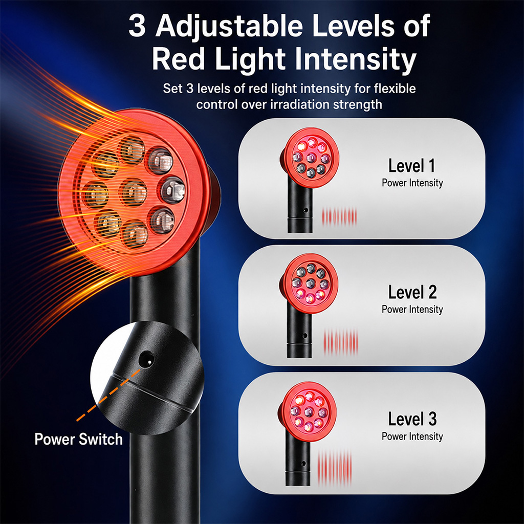 iLUXRED SD-04 Varita de terapia de luz roja LED Dispositivo portátil de terapia de luz infrarroja 630nm 660nm 850nm para rostro y cuerpo 3