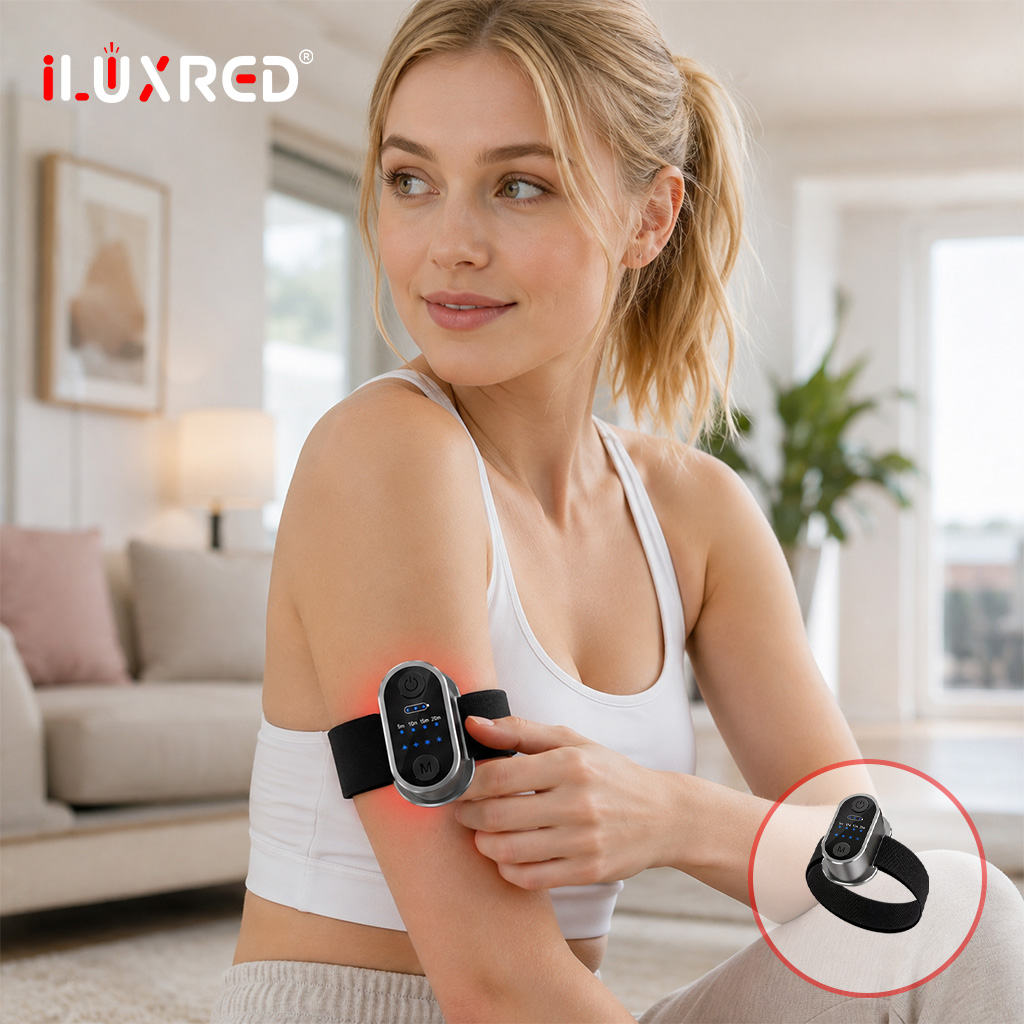 Dispositivo de terapia de luz roja focalizada iLUXRED, mini panel portátil de 630 nm y 850 nm, 10 LED, 4 niveles ajustables, batería recargable de 1200 mAh. 2