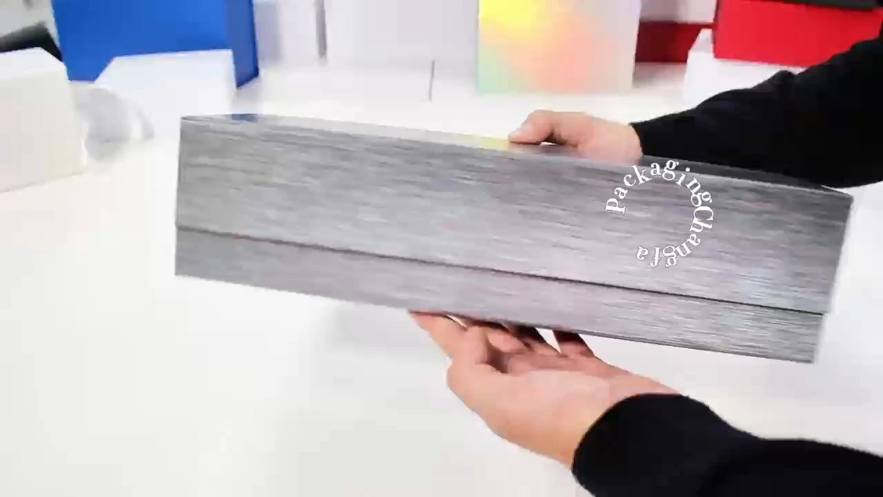 Einteilige faltbare Geschenk-Magnetbox mit Holzmaserung 1