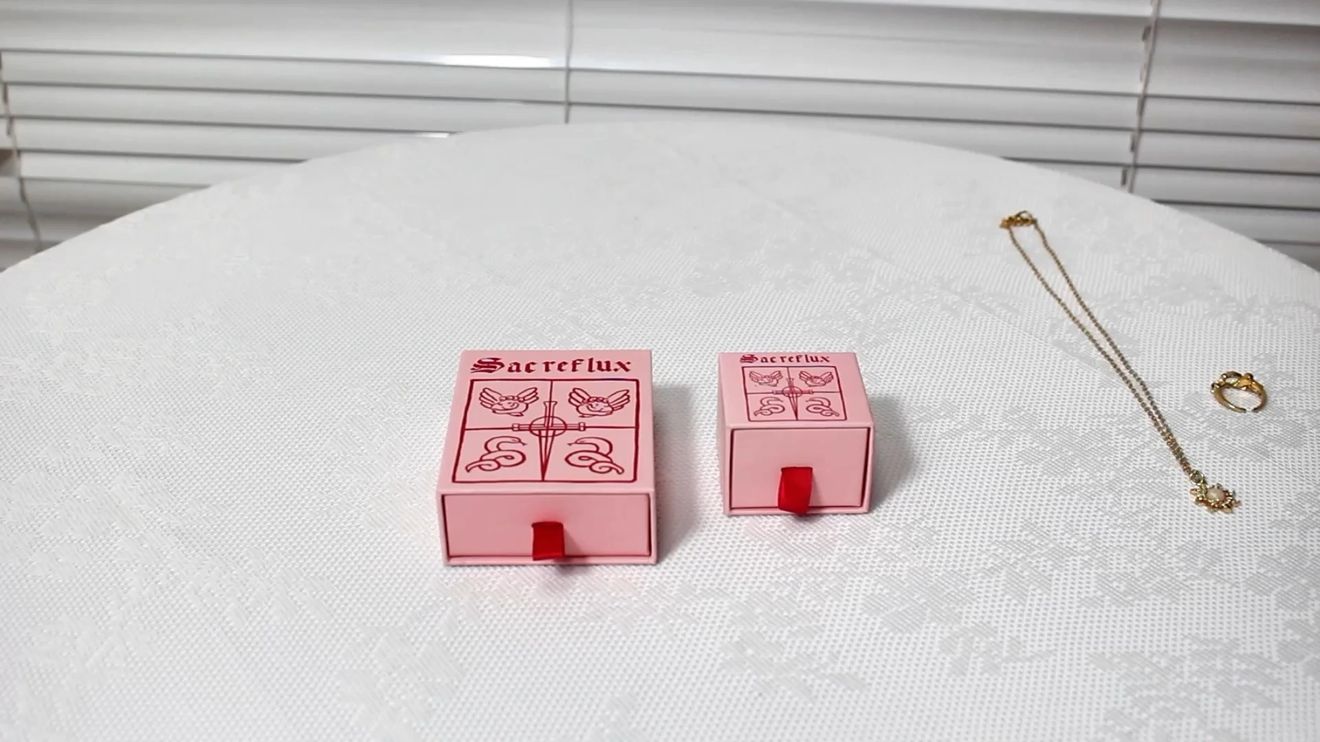 CF Mini-Schmuckschatulle aus festem Papier mit Schublade, Rosa 1