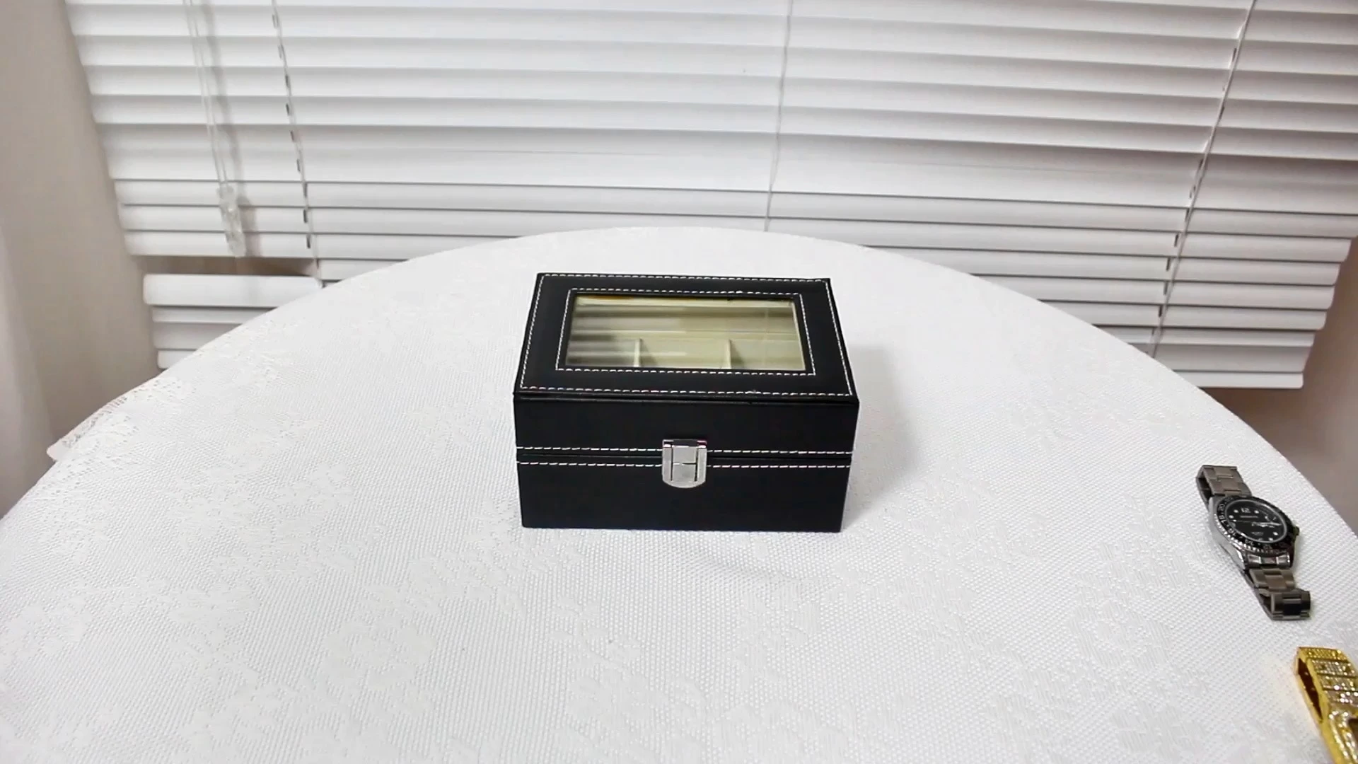 CF Wooden Luxury Pu Leather Watch Packaging Box with 3 Slots Pillow Insert 1