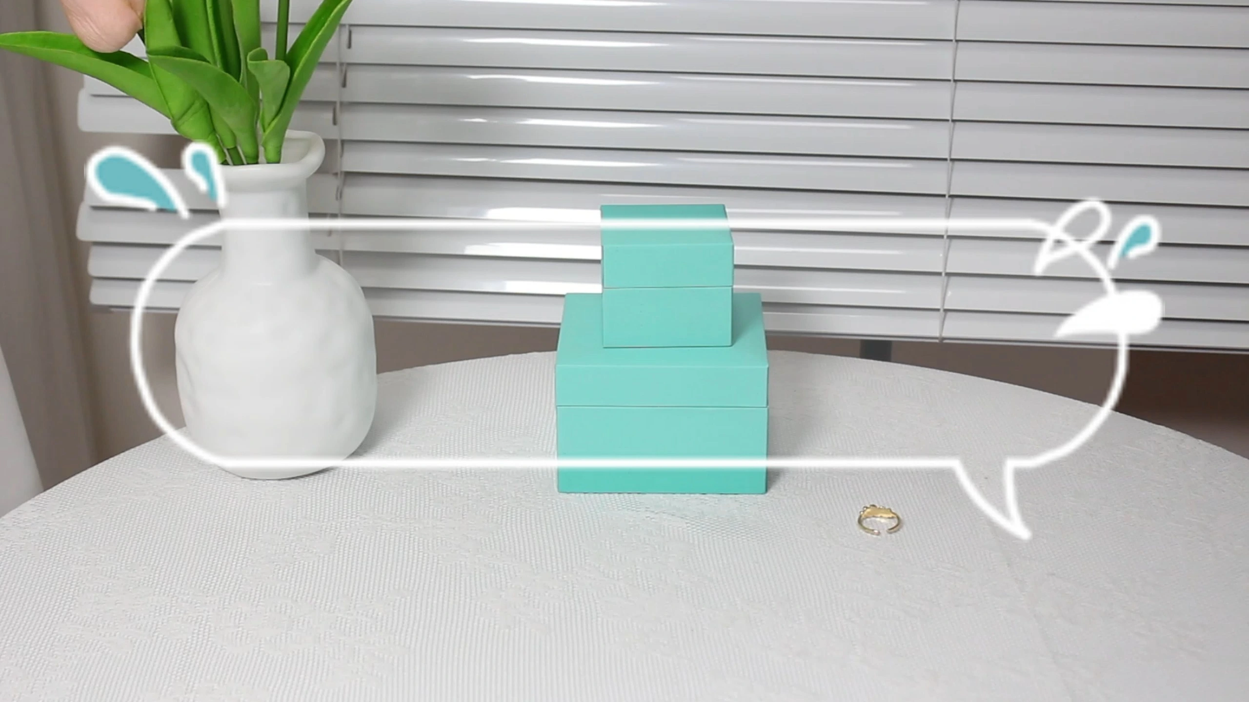 CF Eco-friendly Ring Box Blue Dislocation Flip Jewelry Packaging Customize Able Logo Pp Leather Material Necklace Box 1