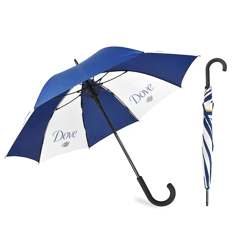 Promotional Auto Open Manual Close Windproof and Waterproof Straight Umbrella with Custom Logo Print 1