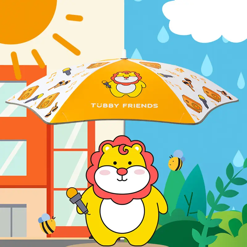 Custom Children's Safety Rounded Reflective Light Weight Curved Handle Kids Umbrella 1