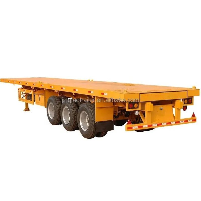 Semirremolque de camión con plataforma plana y chasis de contenedor de 40 pies y 60T, 2/3/4 ejes 1