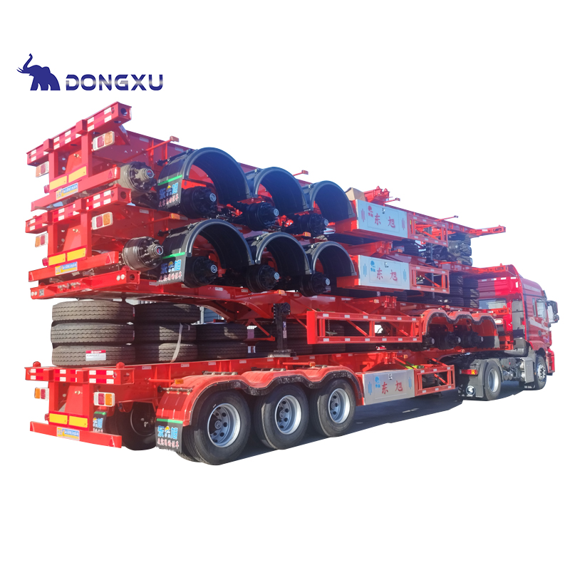 Skeleton Semi Trailer 30 50 80 Ton Semi Truck Container Transport Skeleton Trailer 4