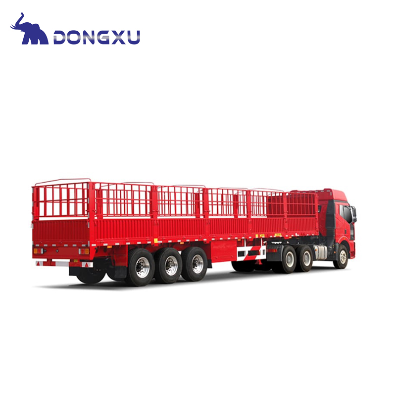 3 Axle Open Cargo Trailer Side Wall Truck Semi-trailer Fence Trailer 4