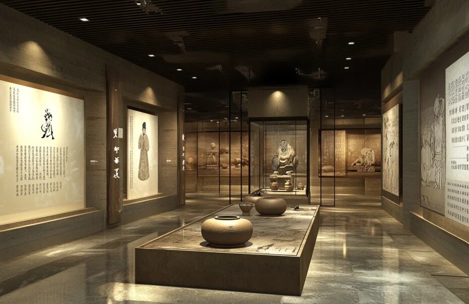 Diseño de vitrina de galería de arte Fabricante de vitrinas de pedestal para museos 3