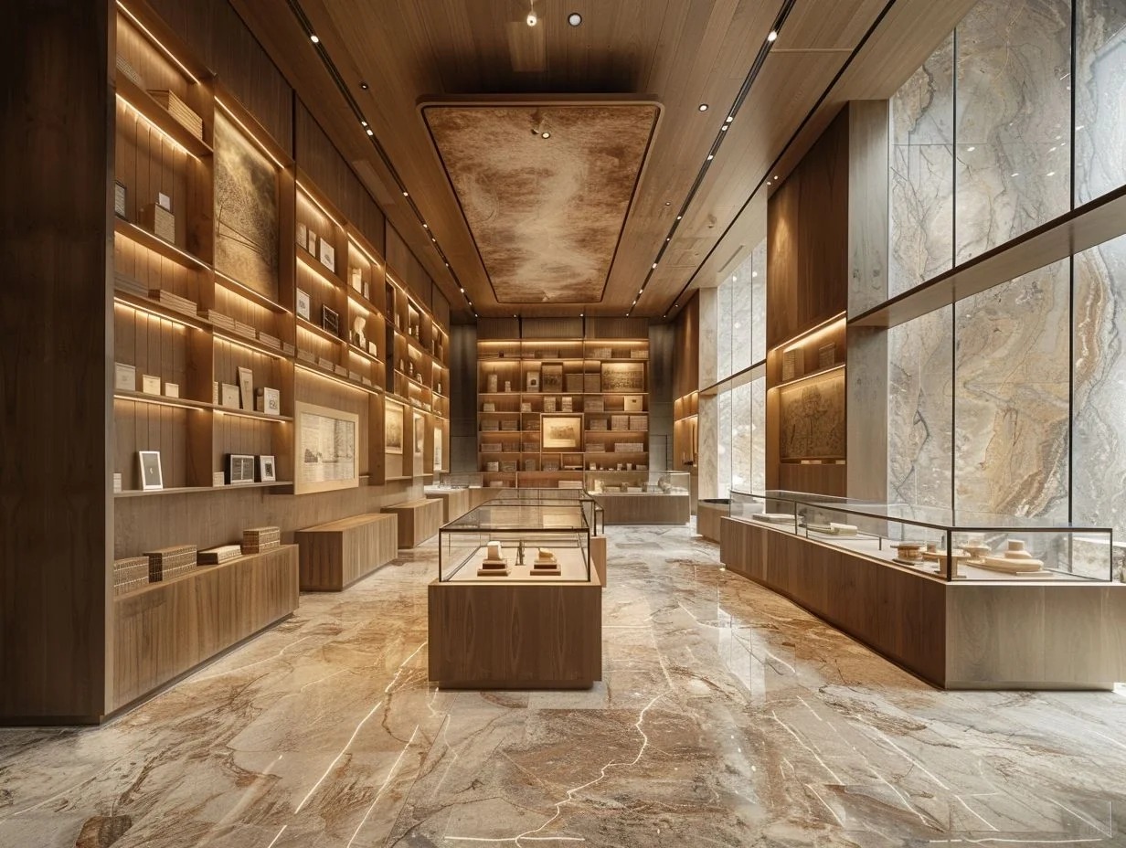 Fabricación de vitrinas de vidrio premium de vitrina de museo de madera 2