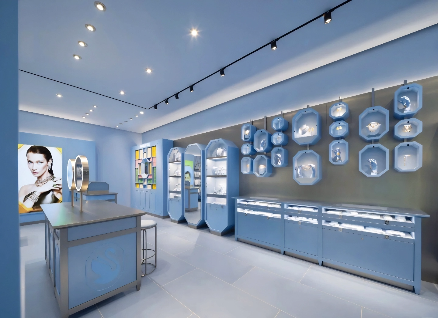Diseño personalizado de exhibición de joyas comerciales de marca para exhibiciones únicas de joyeros 4