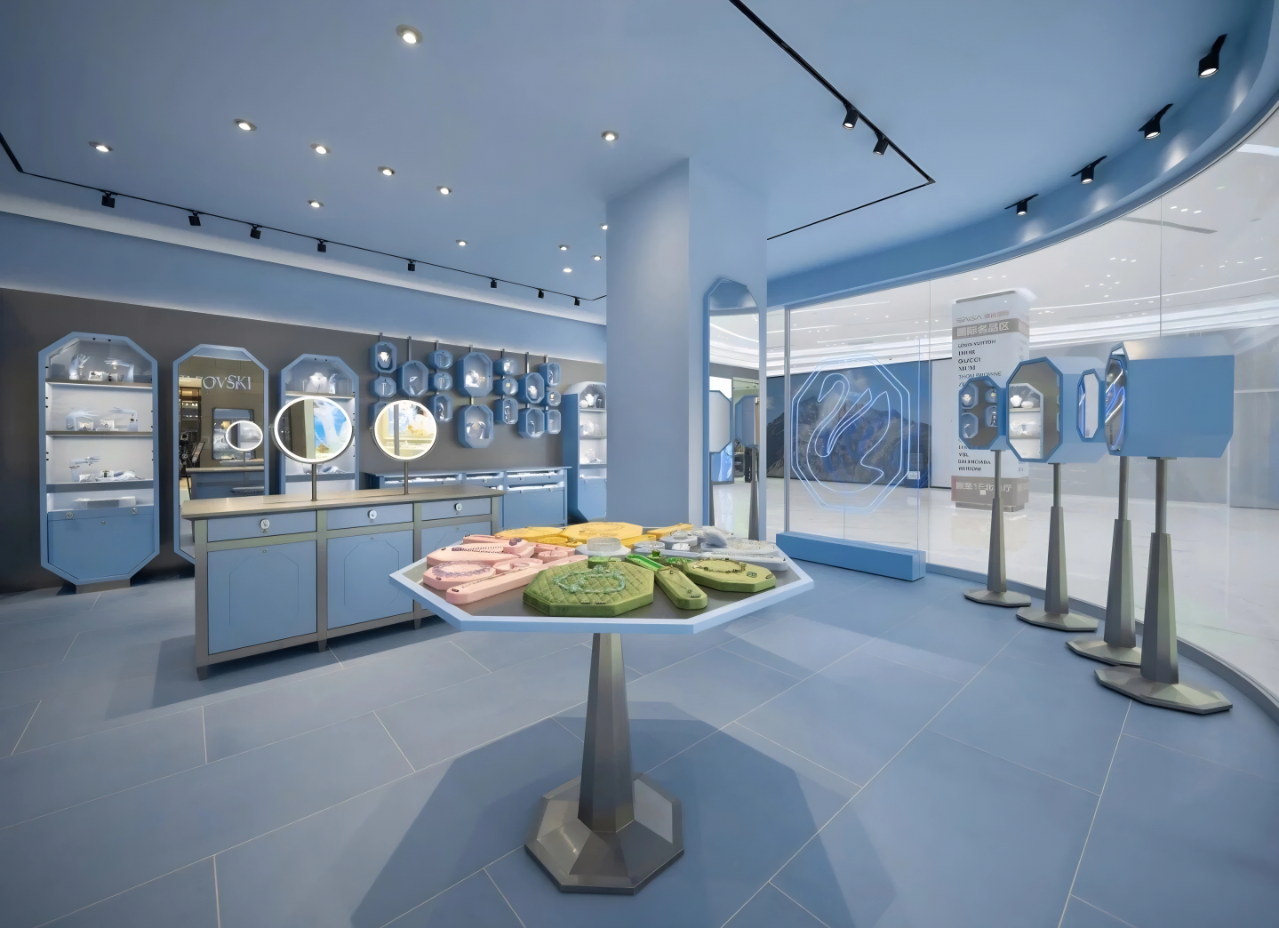 Diseño personalizado de exhibición de joyas comerciales de marca para exhibiciones únicas de joyeros 2
