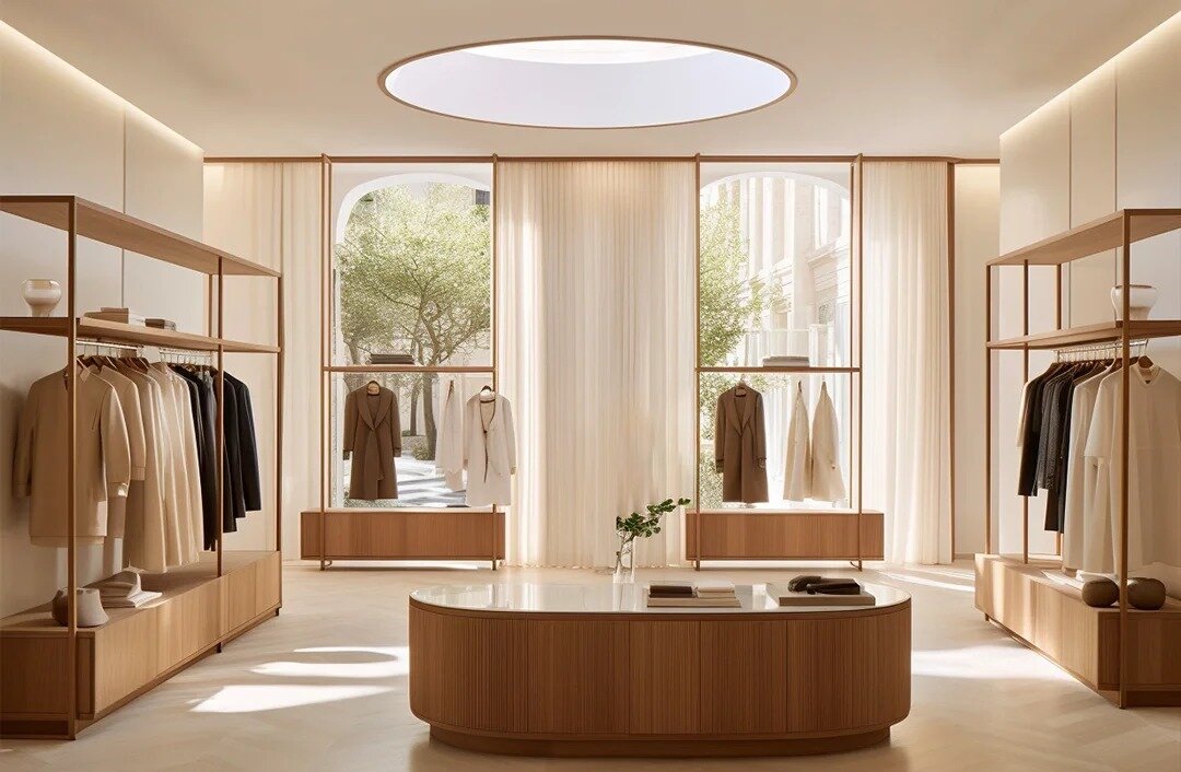 Elegant Light Luxury Clothing Store Diseño de vestimenta de ropa de nogal personalizada 1