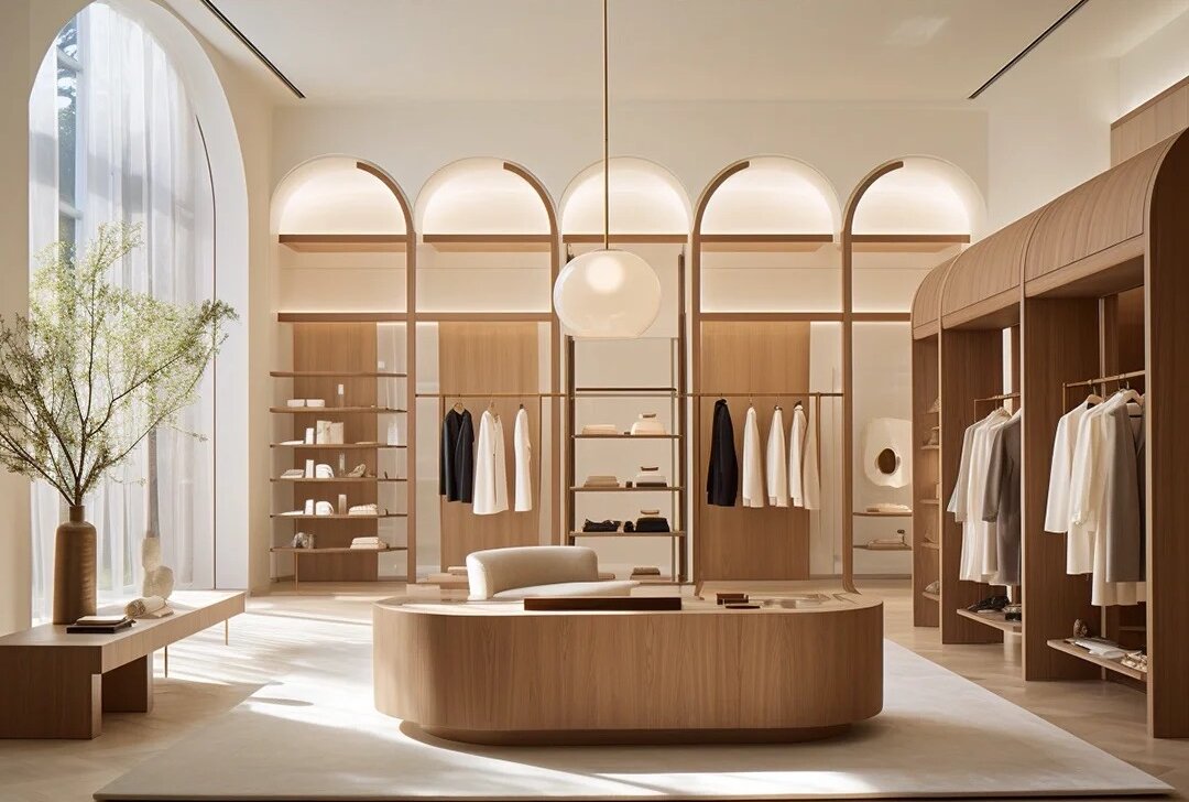 Elegant Light Luxury Clothing Store Diseño de vestimenta de ropa de nogal personalizada 2
