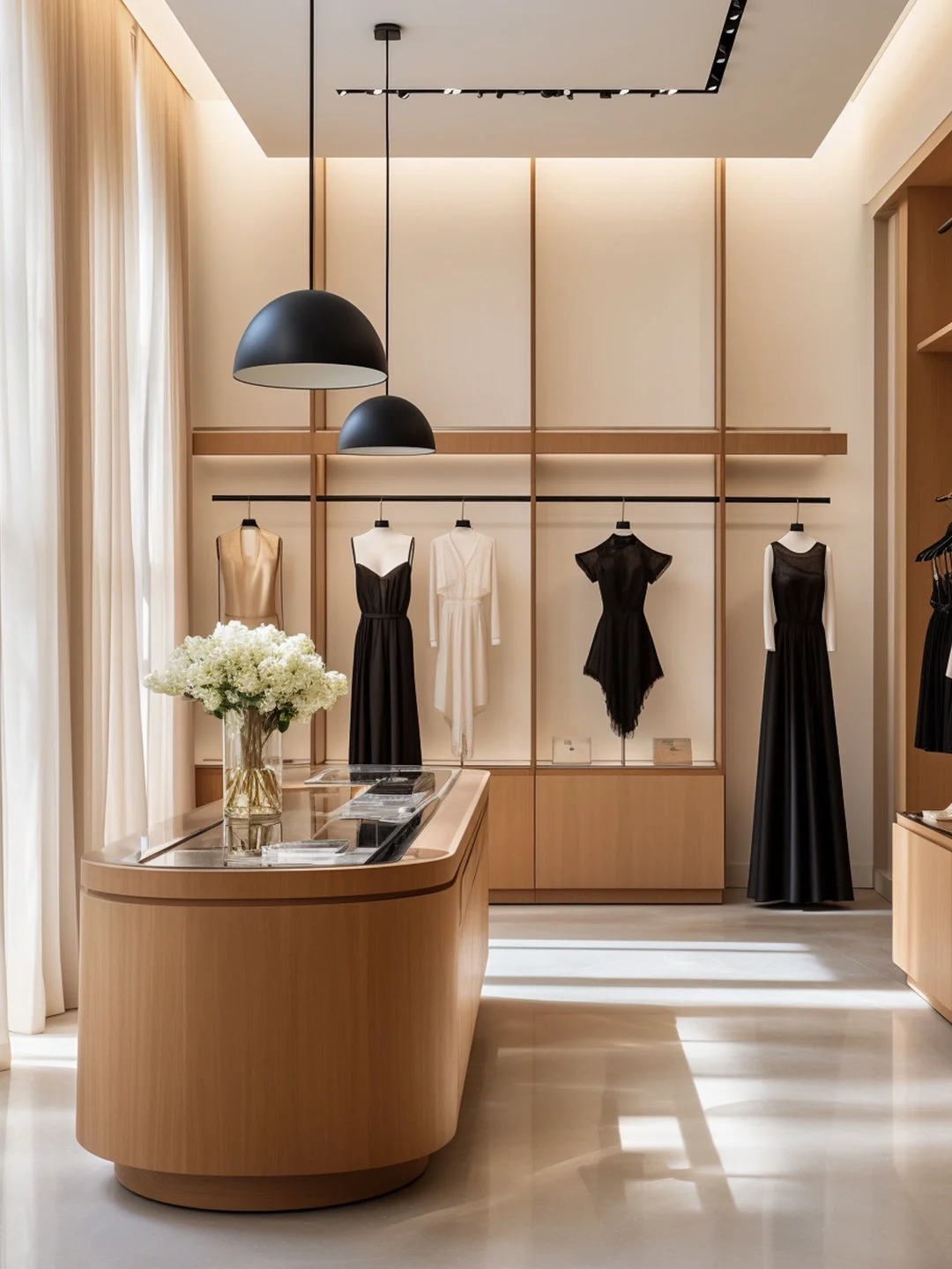 Elegant Light Luxury Clothing Store Diseño de vestimenta de ropa de nogal personalizada 3