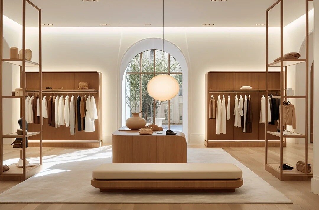 Elegant Light Luxury Clothing Store Diseño de vestimenta de ropa de nogal personalizada 4