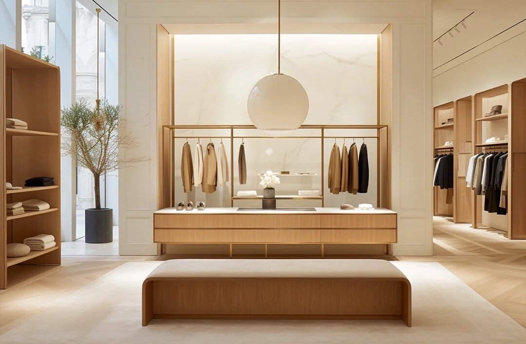 Elegant Light Luxury Clothing Store Diseño de vestimenta de ropa de nogal personalizada 5