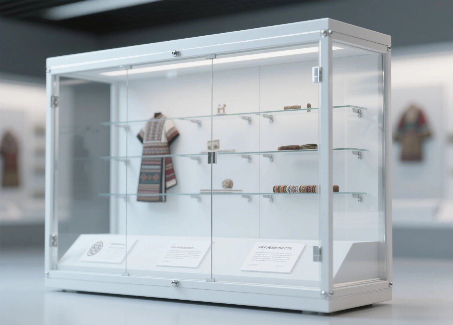 Minimalist White Custom Museum Cabinets Design Fully Transparent Museum Showcases Manufacturers 1