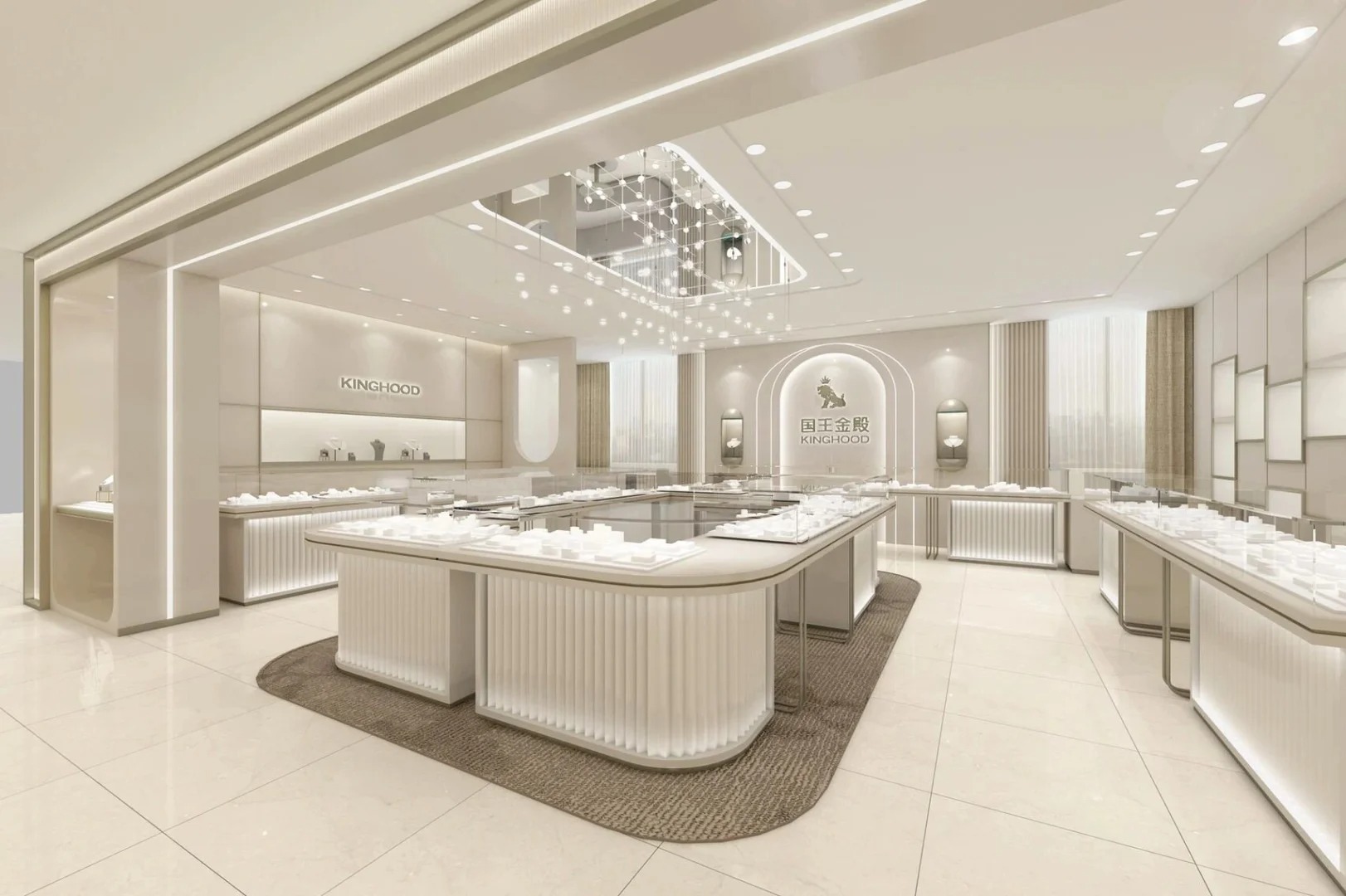 يعرض متجر المجوهرات البيضاء All-White التخصيص حلول تصميم مجوهرات مجوهرات مجوهرات كاملة 1