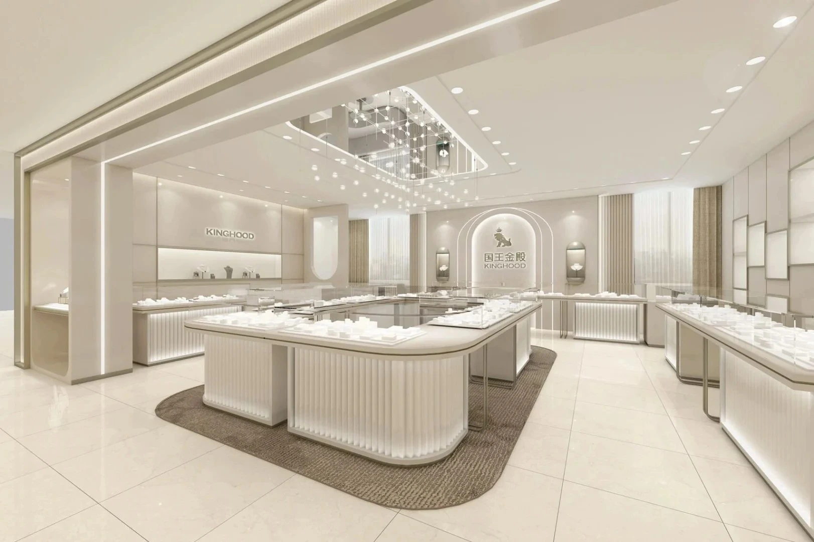 All-White Jewelry Store Showcases Customization Full-Process Jewelry Store Design Solutions 1