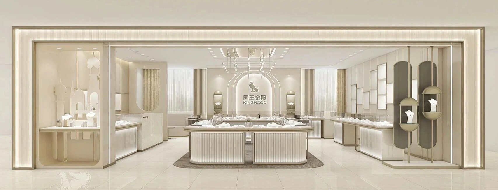 يعرض متجر المجوهرات البيضاء All-White التخصيص حلول تصميم مجوهرات مجوهرات مجوهرات كاملة 3