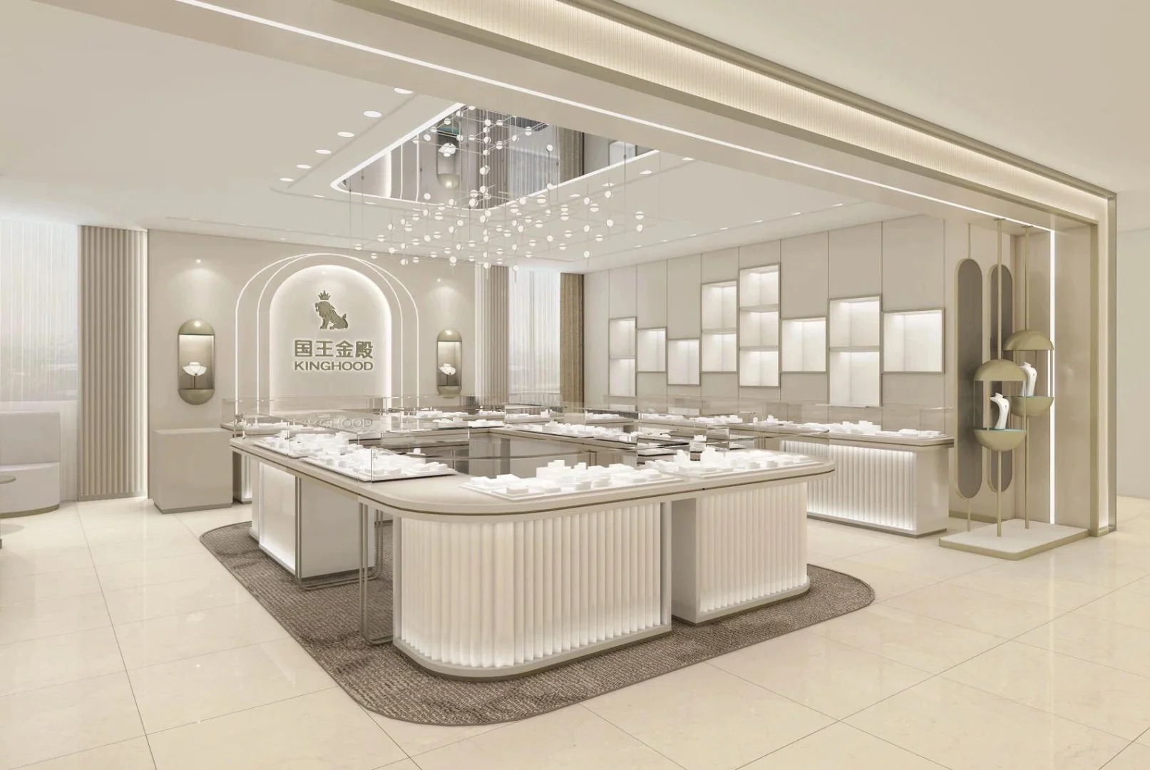 يعرض متجر المجوهرات البيضاء All-White التخصيص حلول تصميم مجوهرات مجوهرات مجوهرات كاملة 2