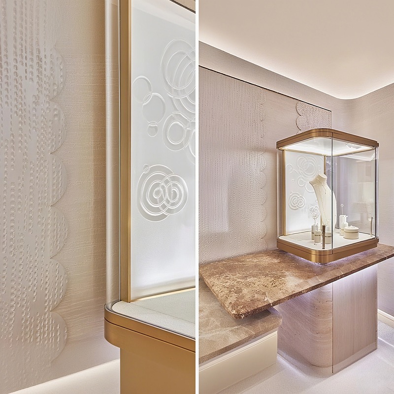 Soluciones personalizadas de exhibición de joyería de lujo para espacios de alta gama, que permiten presentar las joyas como colecciones de arte. 2