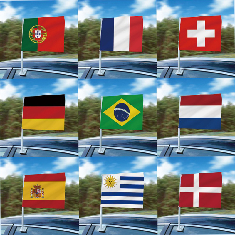 Wholesale Custom Car Flags High Resolution Printing Car Window Clip for Sports Events Promotion 5